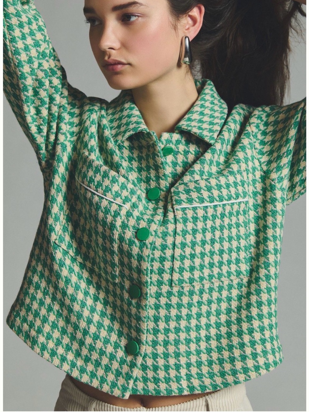 Dolan Houndstooth Jacket Green Pattern